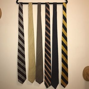 6 designer silk ties that are missing labels.